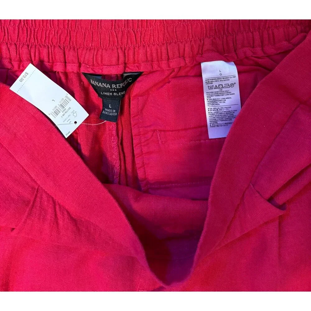 NWT Banana Republic L 14 Linen Blend Palazzo Pants Lagenlook Trousers Pull On